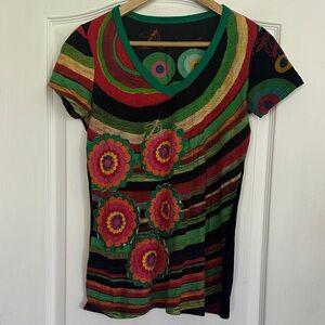 Sale! Designer Women's Top with Floral Art